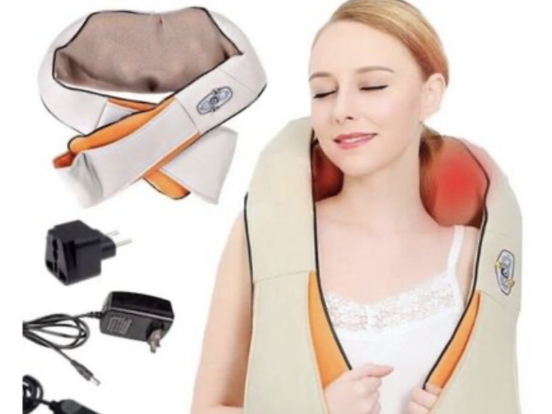 Электрический массажёр роликовый с инфракрасным излучением, массажер для шеи, Massager of Neck Kneading