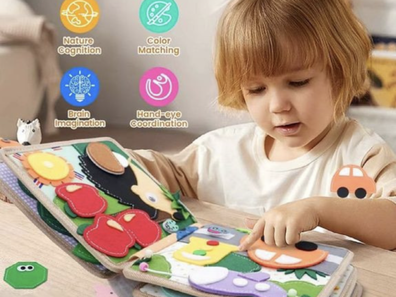 М'яка книжка-бізіборд на липучках C 64654 фетр, вивчення форм, кольорів, тварин, пальчикові ігри Жирафка Fun Game (344573575)