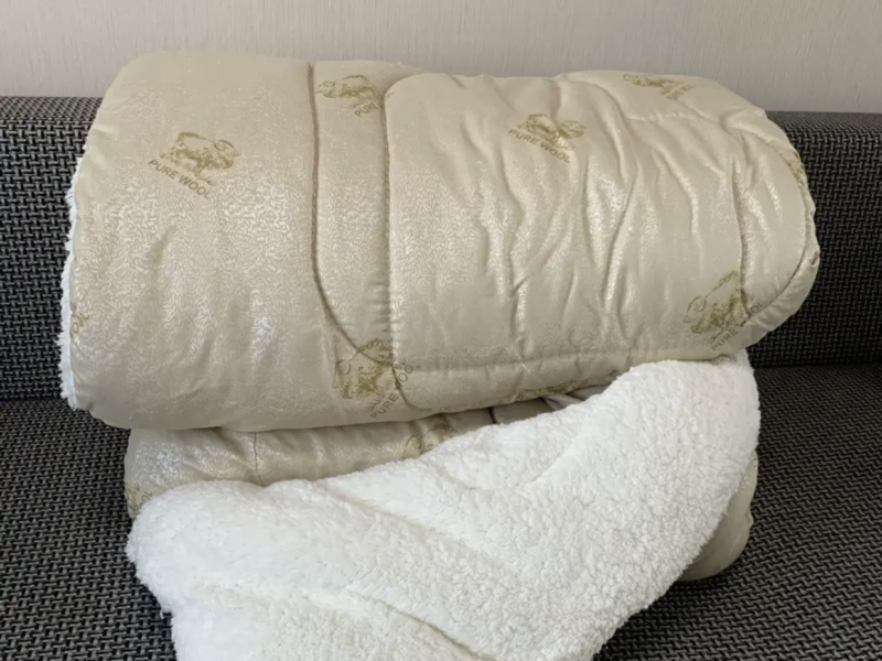 Ковдра хутряна зимова бренд "Zevs" 175х210 см двухспальна з відкритим хутром вовна