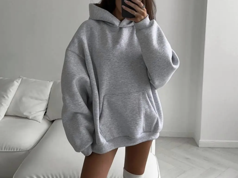 Базове жіноче оверсайз худі на флісі з капюшоном (чорне, сіре) 42-46 і 48-52 розмір