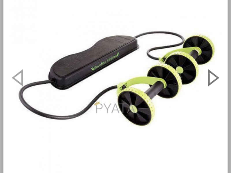 Тренажер колесо Reoflex , ролик для преса Revoflex Xtreme, чорно-салатовий (V2403)