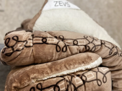 Ковдра зимова відкрите хутро коричнева від ZEVS двостороння МЕХ-Фліс 175х210