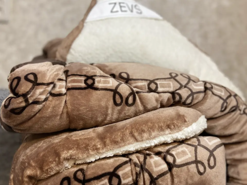 Ковдра зимова відкрите хутро коричнева від ZEVS двостороння МЕХ-Фліс 175х210