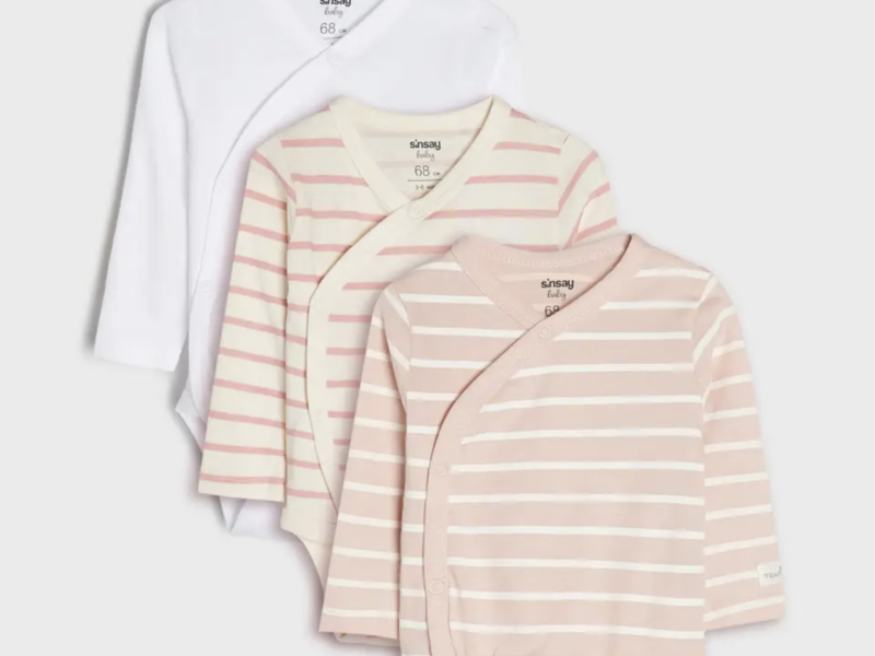 Дитяче боді набір 3 шт для дівчинки Sinsay з довгим рукавом у смужку 80 р. Код: DBS-1911/1