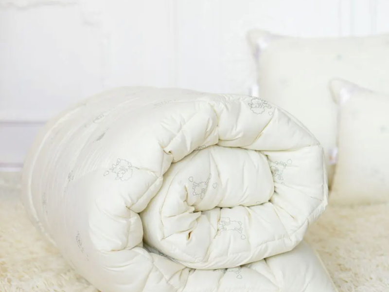 Ковдра тепла зимова 140 на 210 см вовняна бренду Wool Classic IDEIA натуральна овеча вовна