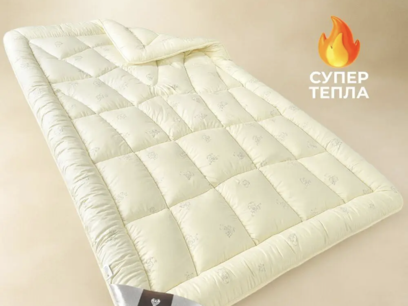 Ковдра тепла зимова 140 на 210 см вовняна бренду Wool Classic IDEIA натуральна овеча вовна