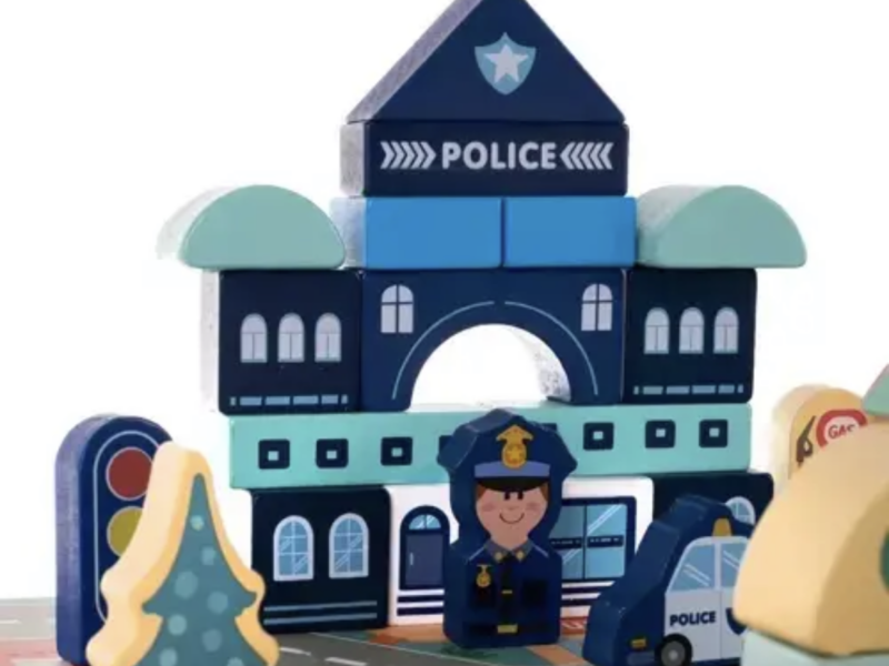 Дерев'яні кубики конструктор великий набір 100 елементів , місто (сортер, головоломка , сумка) KRUZZEL 19159 Польща