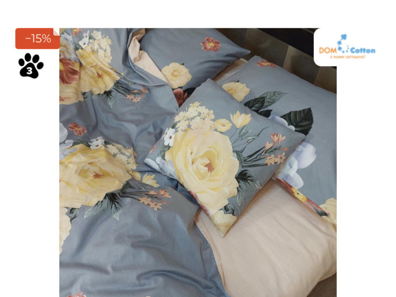 Постельное белье Сатин "Цветы на сером"