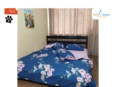 Постельное белье сатиновое полуторное Украина, модель "Цветы ночью"