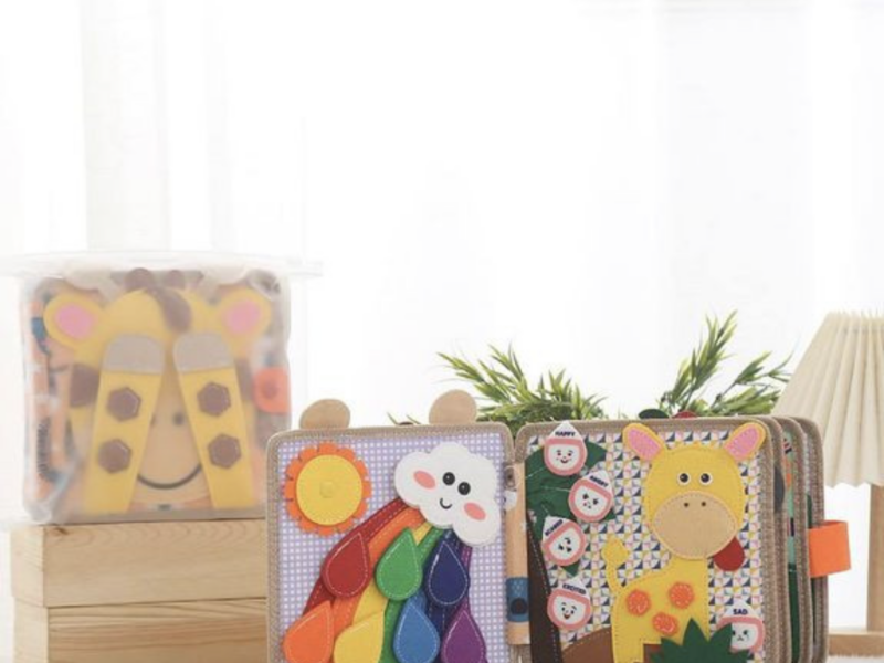 М'яка книжка-бізіборд на липучках C 64654 фетр, вивчення форм, кольорів, тварин, пальчикові ігри Жирафка Fun Game (344573575)