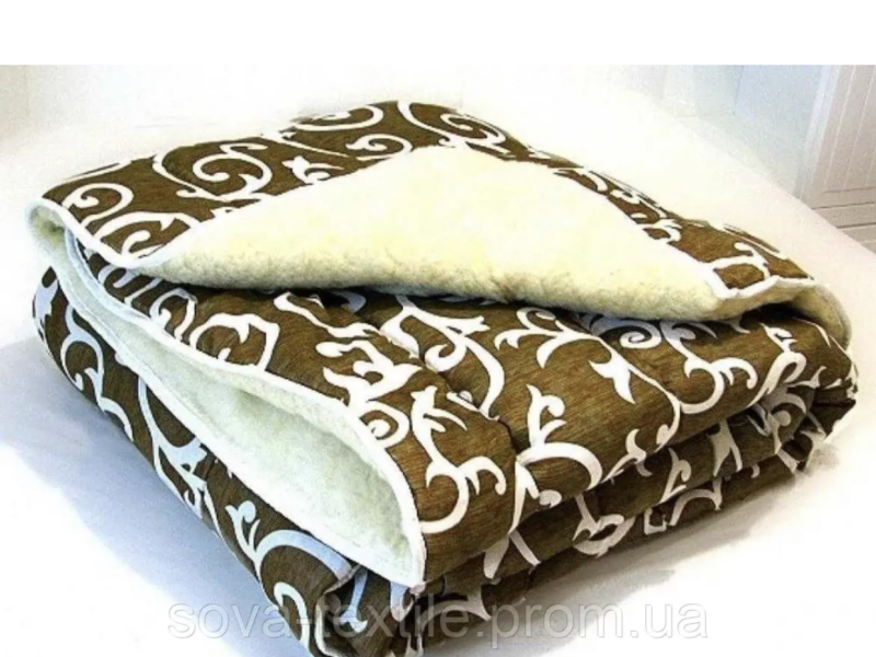 Ковдра дуже тепла зимова з відкритим хутром полікоттон у Євро Розмірі 200 на 215 бренду SOVA