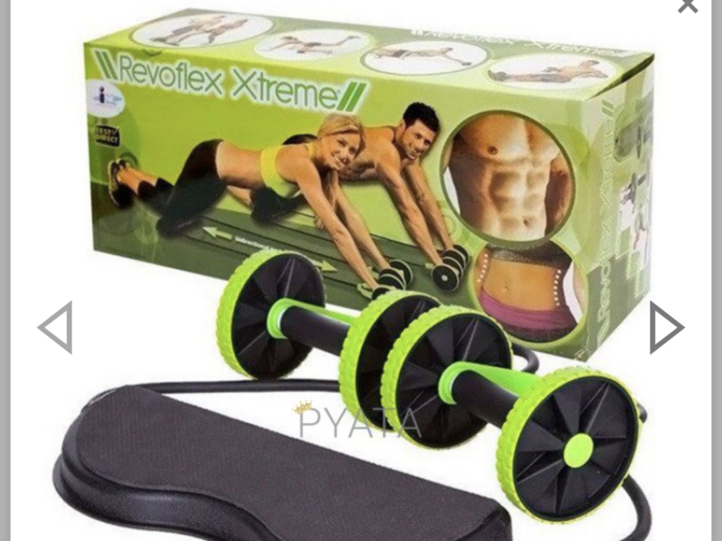 Тренажер колесо Reoflex , ролик для преса Revoflex Xtreme, чорно-салатовий (V2403)