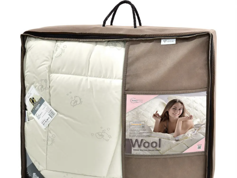 Ковдра тепла зимова 140 на 210 см вовняна бренду Wool Classic IDEIA натуральна овеча вовна