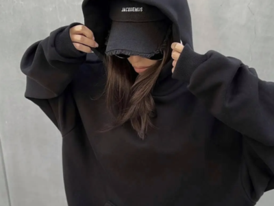 Базове жіноче оверсайз худі на флісі з капюшоном (чорне, сіре) 42-46 і 48-52 розмір