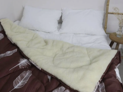 Ковдра з відкритим овечим хутром бренд Feller Textile 180х210 см зима