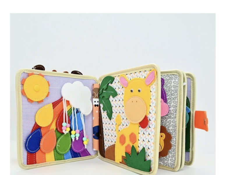 Развивающая фетровая сумочка бизиборд жираф для малышей