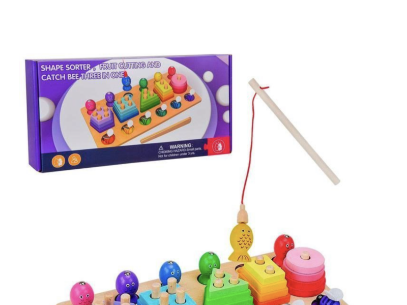 Дерев'яна логічна дощечка 3в1 WD13021 магнітна риболовля, сортер