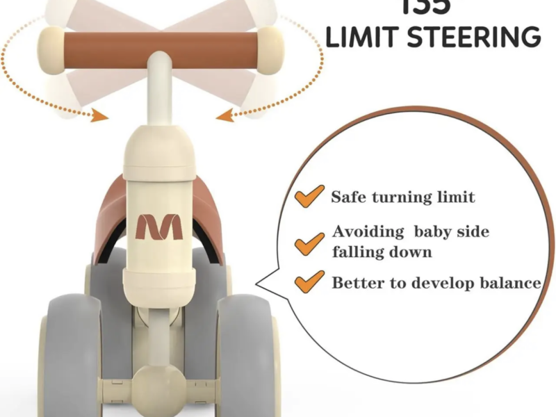 Біговел MHCYLION для дітей 10-24 місяців 4 колеса бежевий легкий баланс-байк з кошиком
