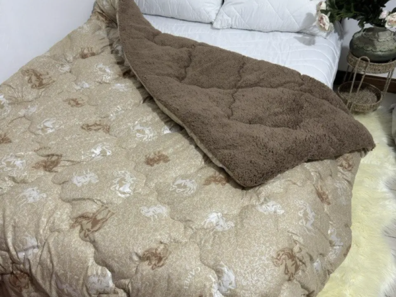 Ковдра євро двостороння вербель з відкритим хутром