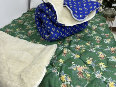 Ковдра зимова вовняна з відкритим хутром 145х210