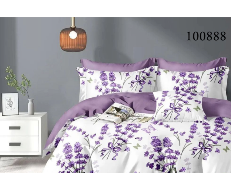 Комплект постільної білизни Selena Бязь Люкс "Лавандовий вальс" полуторний 100888-010