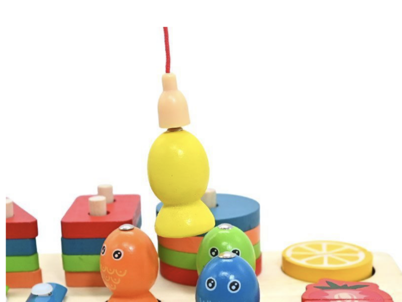 Деревянная логическая доска C 75574 с ксилофоном, магнитной рыбалкой и сортировщиком цифр Код: 7-187029