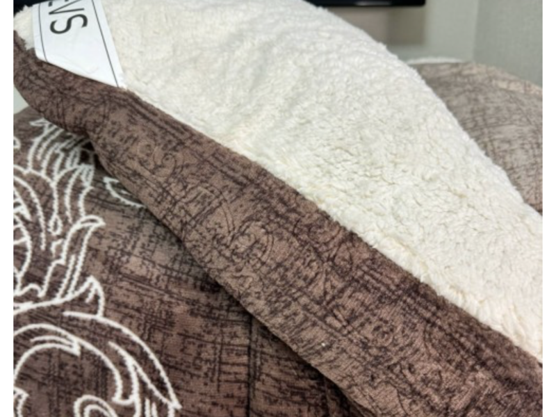 Ковдра відкрите хутро зимова дуже тепла на овчині 175х210 см фліс двоспальна