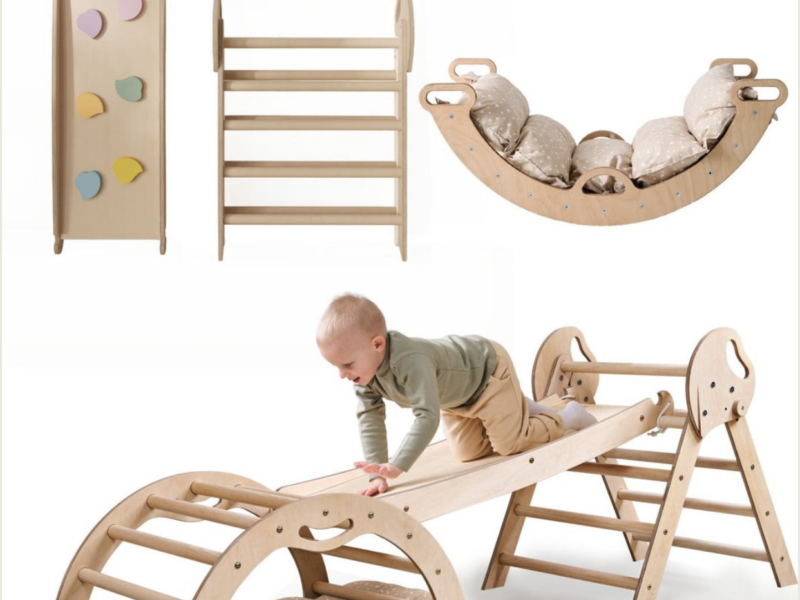 Набір 4в1 Монтессорі Goodevas міні молочний з трикутником, аркою, гіркою та подушкою (E556)