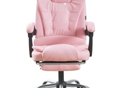 Кресло офисное на колесах Bonro BN-6071 розовое с подставкой для ног (42400294)