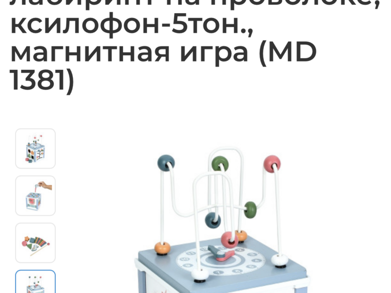 Деревянная игрушка Центр развивающий Tree Toys бизикуб, лабиринт на проволоке, ксилофон-5тон., магнитная игра (MD 1381)