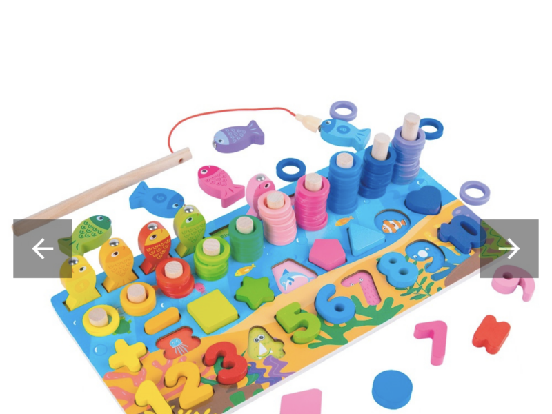 Деревянная развивающая игрушка Океания многофункциональная доска Tree Toys сортер, цифры, рыбалка, фигуры (MD 1926)
