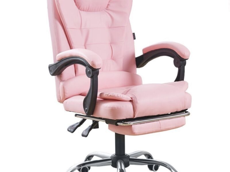 Кресло офисное на колесах Bonro BN-6071 розовое с подставкой для ног (42400294)