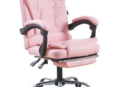 Кресло офисное на колесах Bonro BN-6071 розовое с подставкой для ног (42400294)