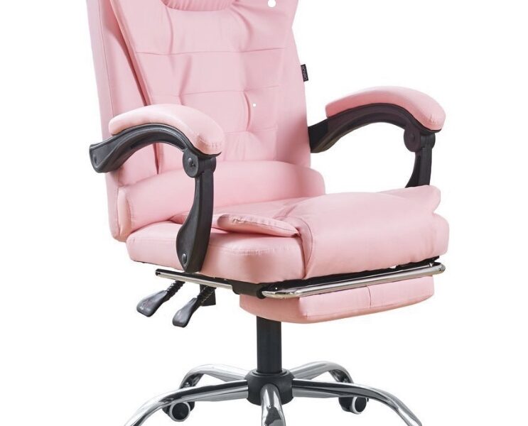 Кресло офисное на колесах Bonro BN-6071 розовое с подставкой для ног (42400294)