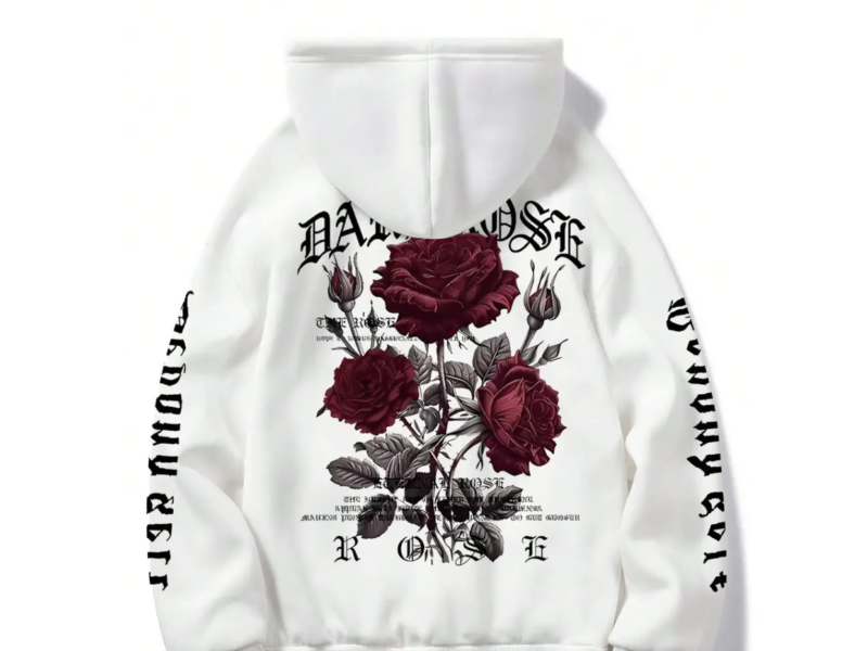 Худі оверсайз із принтом Dark Rose Темна троянда Білий, XS