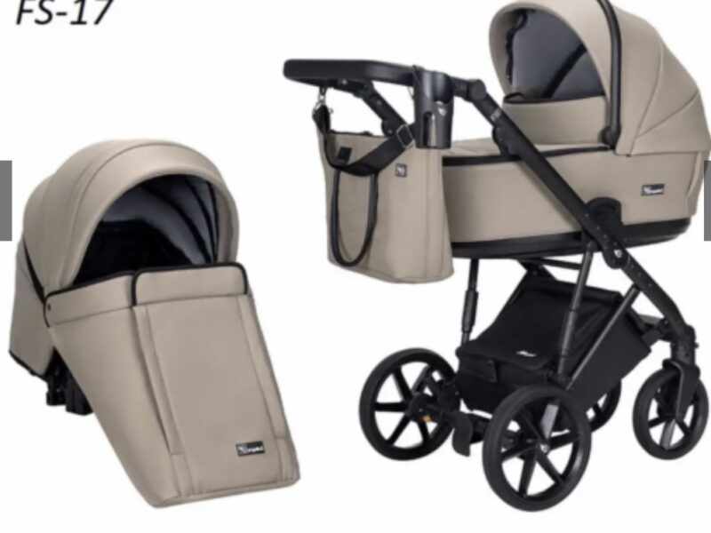 Дитяча коляска 2 в 1 від Angelina Fibi бежева (екошкіра, Ang FS17)