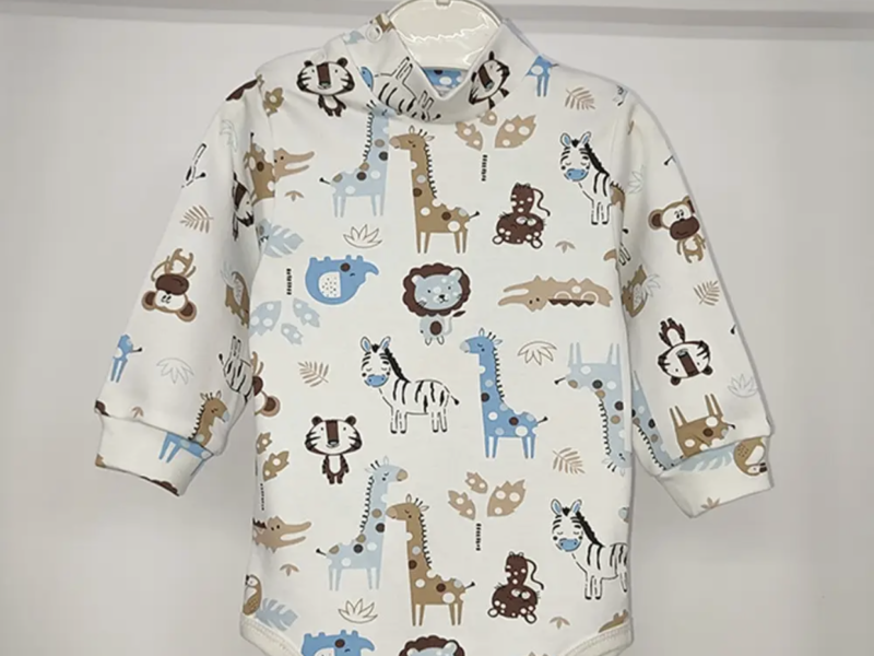 Боді ясельне довгий рукав, біле з принтом, для хлопчика та дівчинки