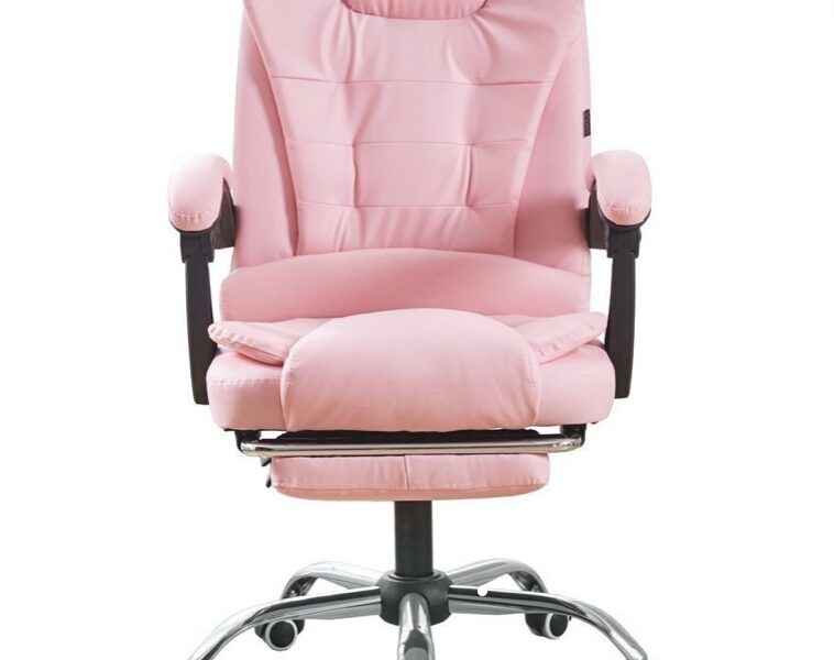 Кресло офисное на колесах Bonro BN-6071 розовое с подставкой для ног (42400294)