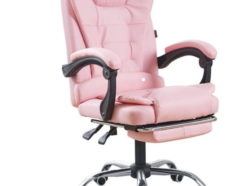 Кресло офисное на колесах Bonro BN-6071 розовое с подставкой для ног (42400294)