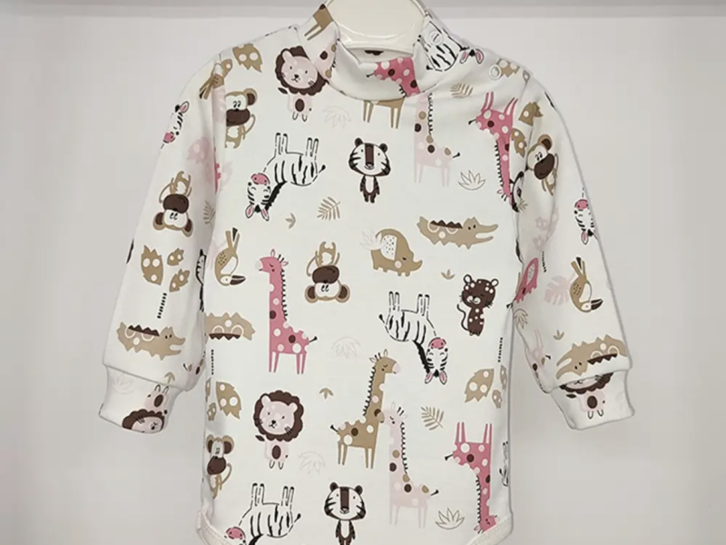 Боді ясельне довгий рукав, біле з принтом, для хлопчика та дівчинки