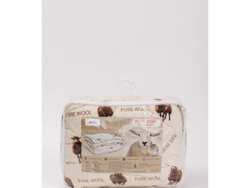 Зимова ковдра на овчині полуторна 150х210 см, тепла ковдра з овечою вовною ARDA