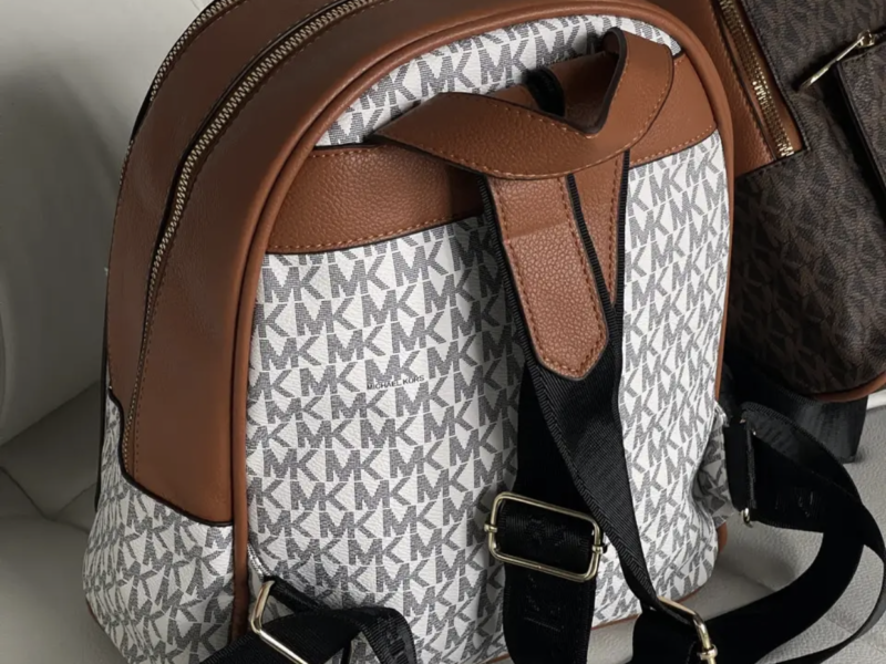 Жіночий рюкзак Michael Kors Kenly Medium Adina біло-коричневий Майкл Корс Код: 20492-6