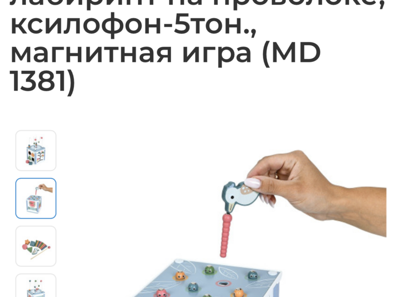 Деревянная игрушка Центр развивающий Tree Toys бизикуб, лабиринт на проволоке, ксилофон-5тон., магнитная игра (MD 1381)