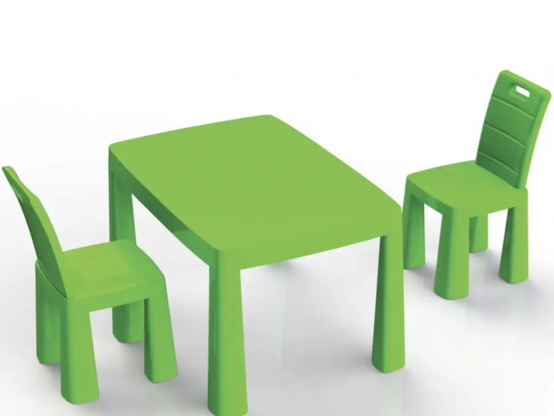 Ігровий комплекс Doloni Зелений дитячий будиночок, гірка з тунелем, пісочниця, стіл, стілець та конструктор