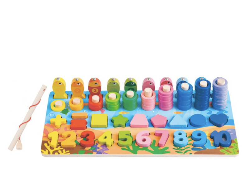 Деревянная развивающая игрушка Океания многофункциональная доска Tree Toys сортер, цифры, рыбалка, фигуры (MD 1926)