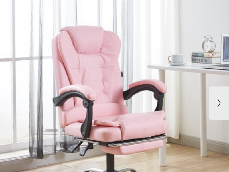 Кресло офисное на колесах Bonro розовое с подставкой для ног Код: 42400294