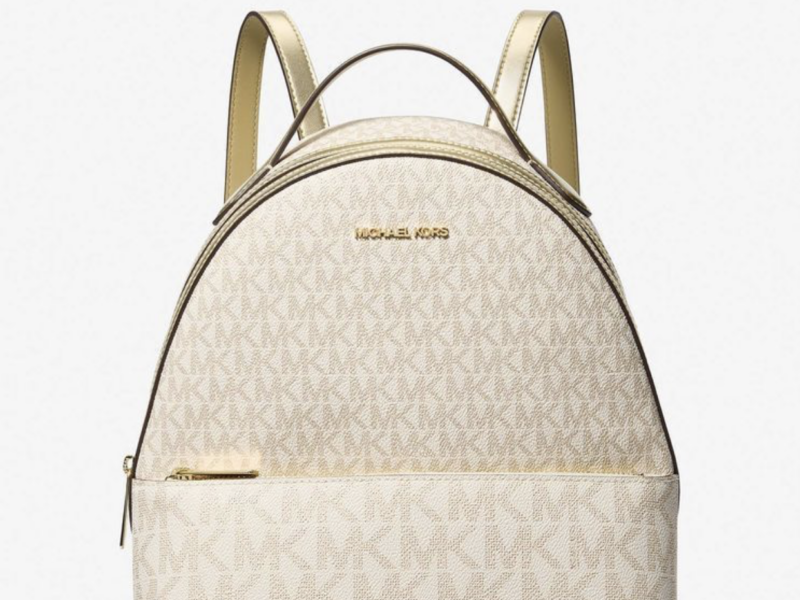 MICHAEL KORS Sheila Medium Two-Tone Signature Logo Backpack PALE GOLD