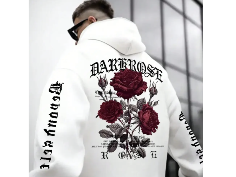 Худі оверсайз із принтом Dark Rose Темна троянда Білий, XS