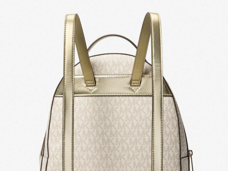 MICHAEL KORS Sheila Medium Two-Tone Signature Logo Backpack PALE GOLD