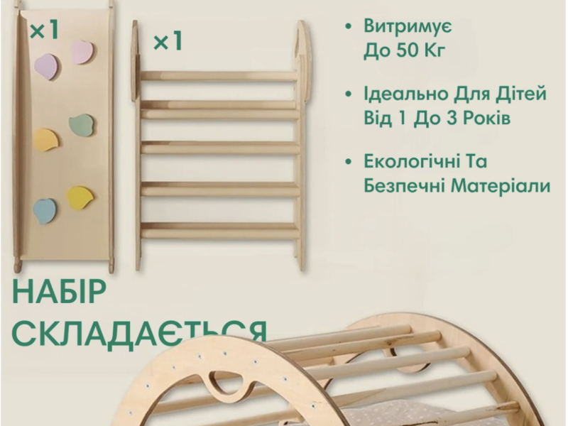 4в1 Дитячий ігровий комплекс для малюків 1–3 років: Трикутник Піклера, Арка, Гірка та Подушка